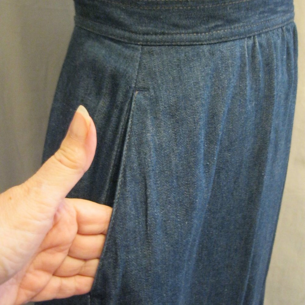 Vintage 80s Preppy DENIM Prairie Skirt Liz Claiborne Cottagecore SM - Picture 3 of 6